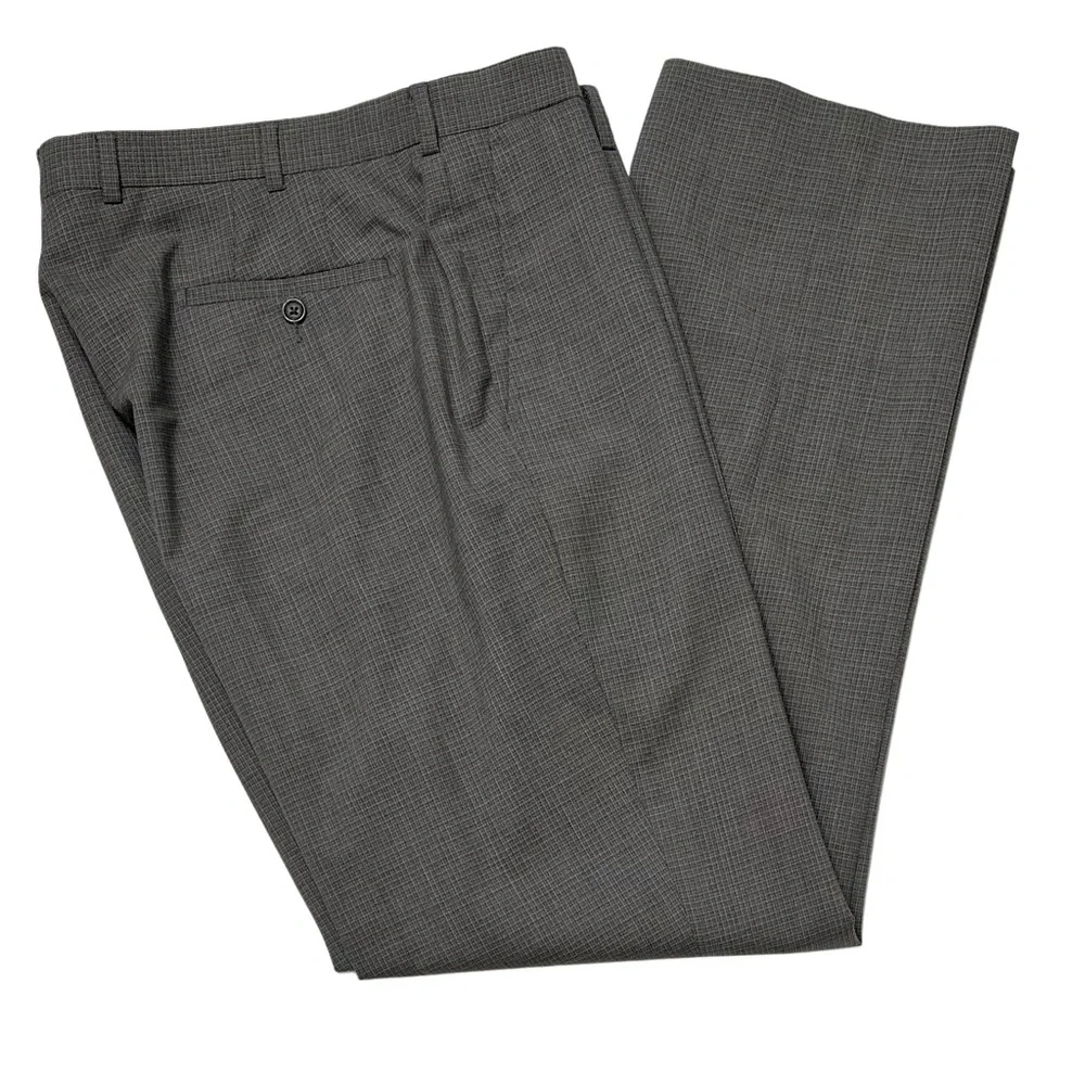 Peter Millar Men’s 100% Wool Flat Front Pants‎ Brown Gray Sz 38